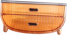2 Tiers Makeup Case Lipstick Organizer Dustproof for Bathroom, Countertop, Dresser, Orange