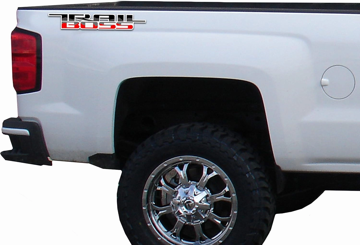 2 x Black/Dark Grey/Light Grey/Red/White Gloss Trail Boss Vinyl Decal for Truck Bed
