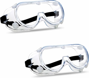 2PCS Anti-Fog Protective Safety Goggles Clear Lens Wide-Vision Adjustable Chemical Splash Eye Protection Soft Lightweight Eyewear