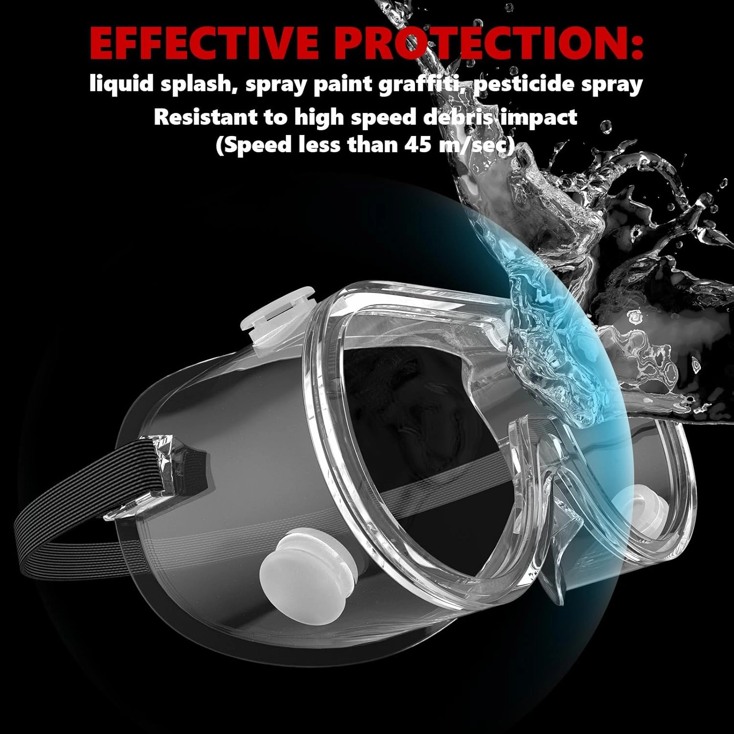 2PCS Anti-Fog Protective Safety Goggles Clear Lens Wide-Vision Adjustable Chemical Splash Eye Protection Soft Lightweight Eyewear