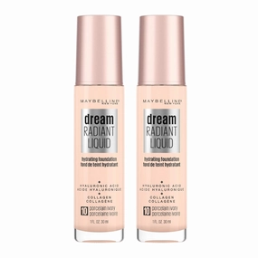 2x Maybelline Dream Radiant Liquid Foundation 30ml 10 Porcelain Ivory