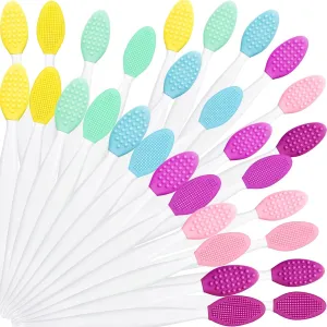 30 pcs Silicone Exfoliating Lip Brush Double Sided Silicone Lip Brush Soft Cleaning Exfoliator Beauty Tool for Smoother Skin and Fuller Appearance, 6 Colors