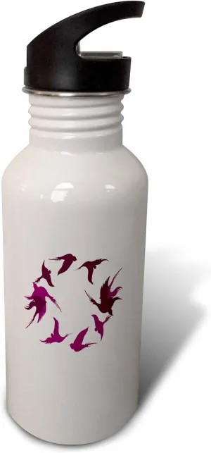 3dRose Swallows In Flight Stylized Silhouette Art Magenta Pink - Water Bottles (wb-384893-2)