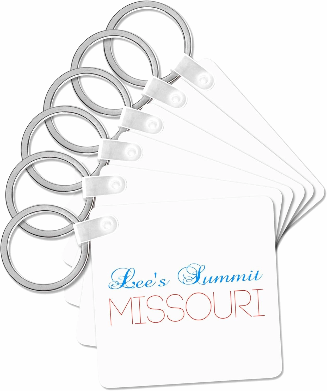 3dRose, Lees Summit, Missouri blue, red text. Patriotic home town design, Key Chain
