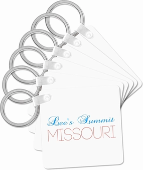 3dRose, Lees Summit, Missouri blue, red text. Patriotic home town design, Key Chain