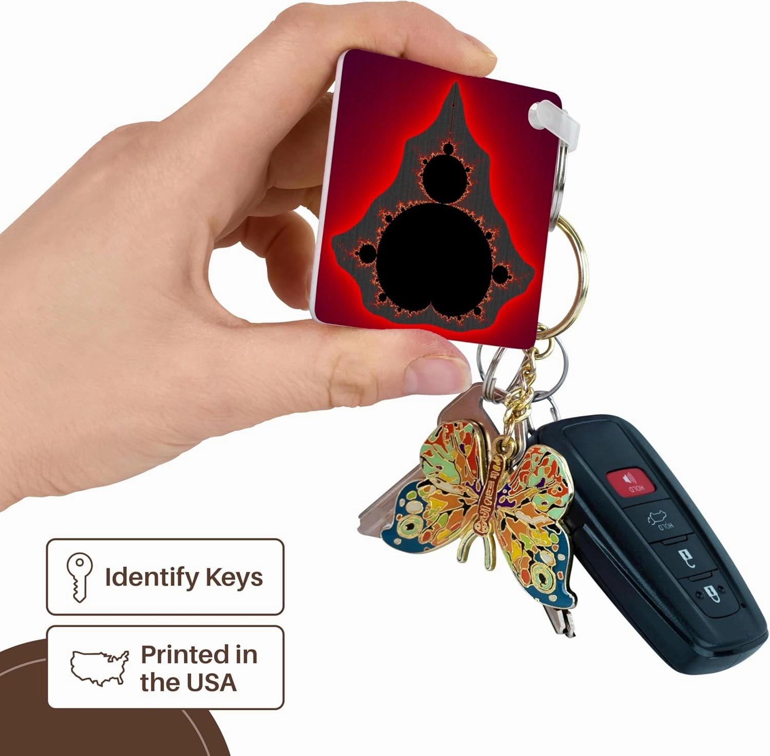 3dRose, Red Fractal Ora - Buda, Key Chain