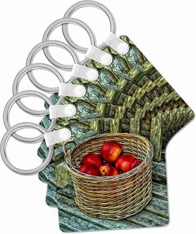 3dRose, Wicker basket filled with red apples, Key Chain