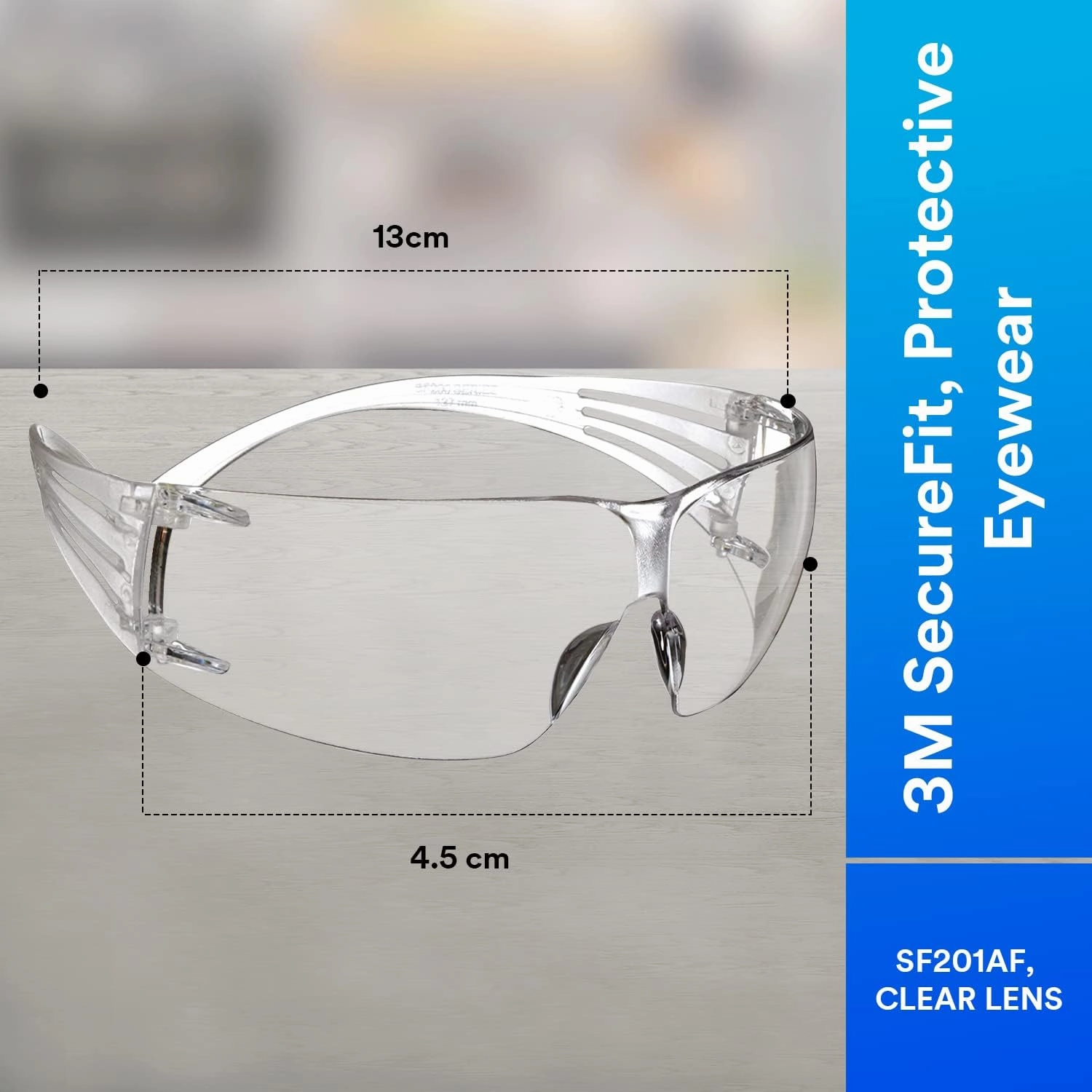 3M Safety Glasses, SecureFit, 20 Pack, ANSI Z87, Anti-Fog Anti-Scratch Clear Lens, Clear Frame, Flexible Temples