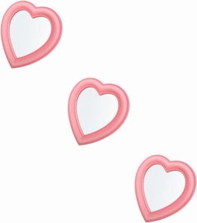 3pcs Love Makeup Mirror Heart Shaped Vanity Mirror Cosmetic Mirror Heart Pink Heart Makeup Mirror Heart Mirror for Wall Bathroom Wall Mirror Student Girl Heart PVC Desktop Mirror