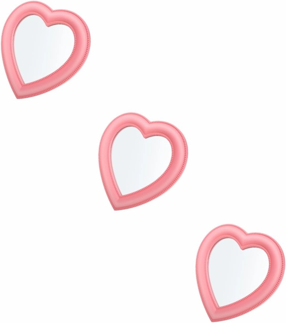 3pcs Love Makeup Mirror Heart Shaped Vanity Mirror Cosmetic Mirror Heart Pink Heart Makeup Mirror Heart Mirror for Wall Bathroom Wall Mirror Student Girl Heart PVC Desktop Mirror