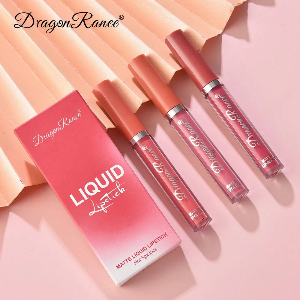 3PCS/Sets Velvet Matte Lip Gloss Long Lasting Waterproof Nued Sexy Red Lipstick Moisturizing Professional Lip Makeup For Women