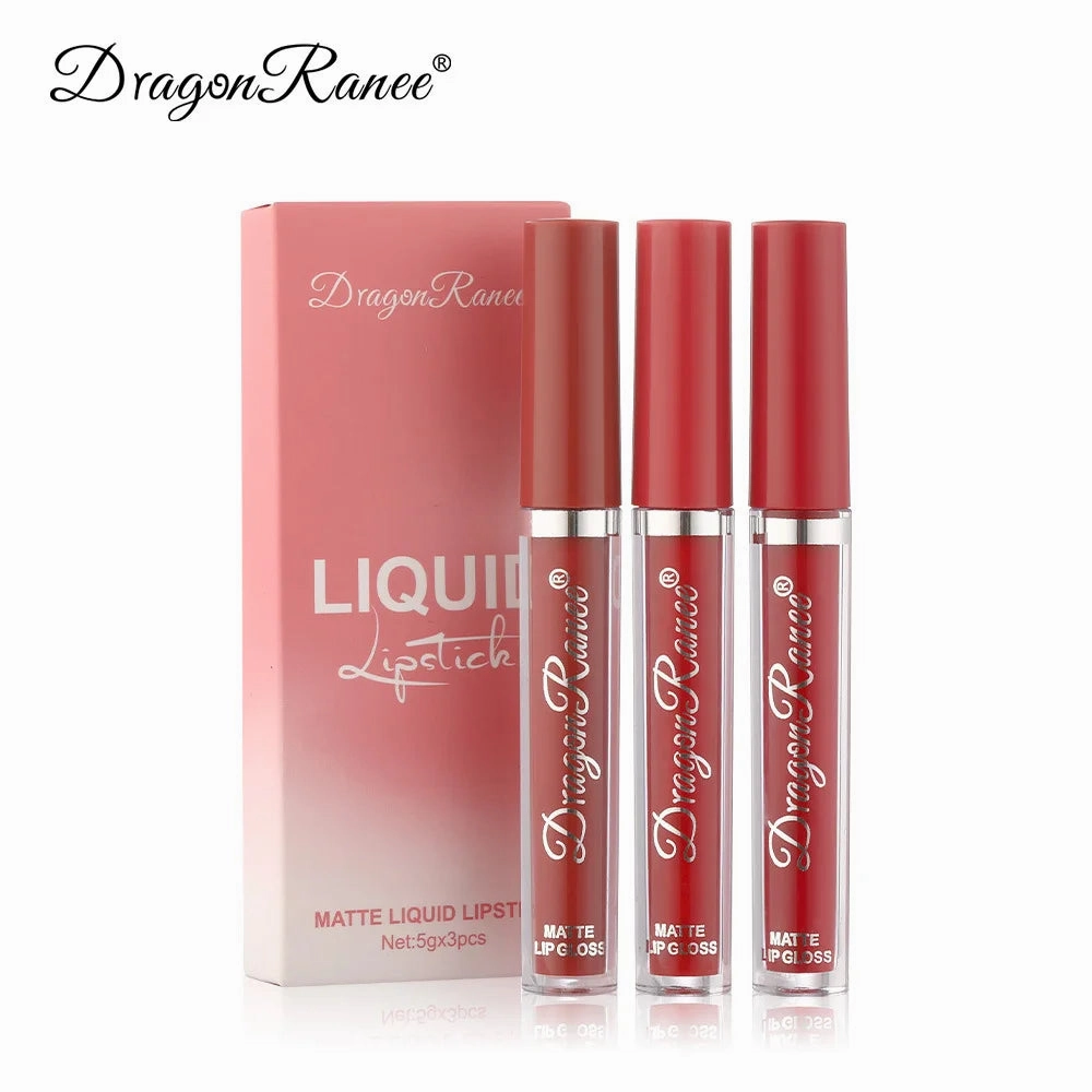 3PCS/Sets Velvet Matte Lip Gloss Long Lasting Waterproof Nued Sexy Red Lipstick Moisturizing Professional Lip Makeup For Women