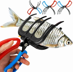 3PCS Upgraded 2 3 Claw Fish Gripper Grabber, Durable Fish Liers, Multifunctional Holder for Fishing Caught, Anti-Slip Grippers for Fishing, Metal Lip Tool for Freshwater and Saltwater Use