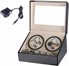 4 6 Real Wood Automatic Watch Winder Self-Winding Mechanical Watch Box Watch Storage Box with Quiet Motor Suitable for Ladies and Men's Watch
