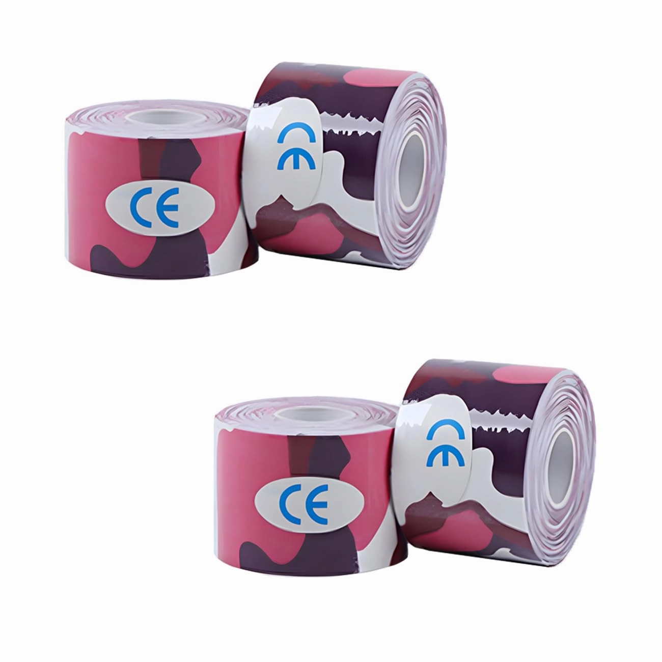 4 Rolls Kinesiology Tape, Water Resistant and Hypoallergenic, 2 In x 16.4 Ft Cotton Athletic Tape for Muscle Support, Elastic Sport Tape for Muscle Pain Relief and Joint Support (Camouflage Pink)