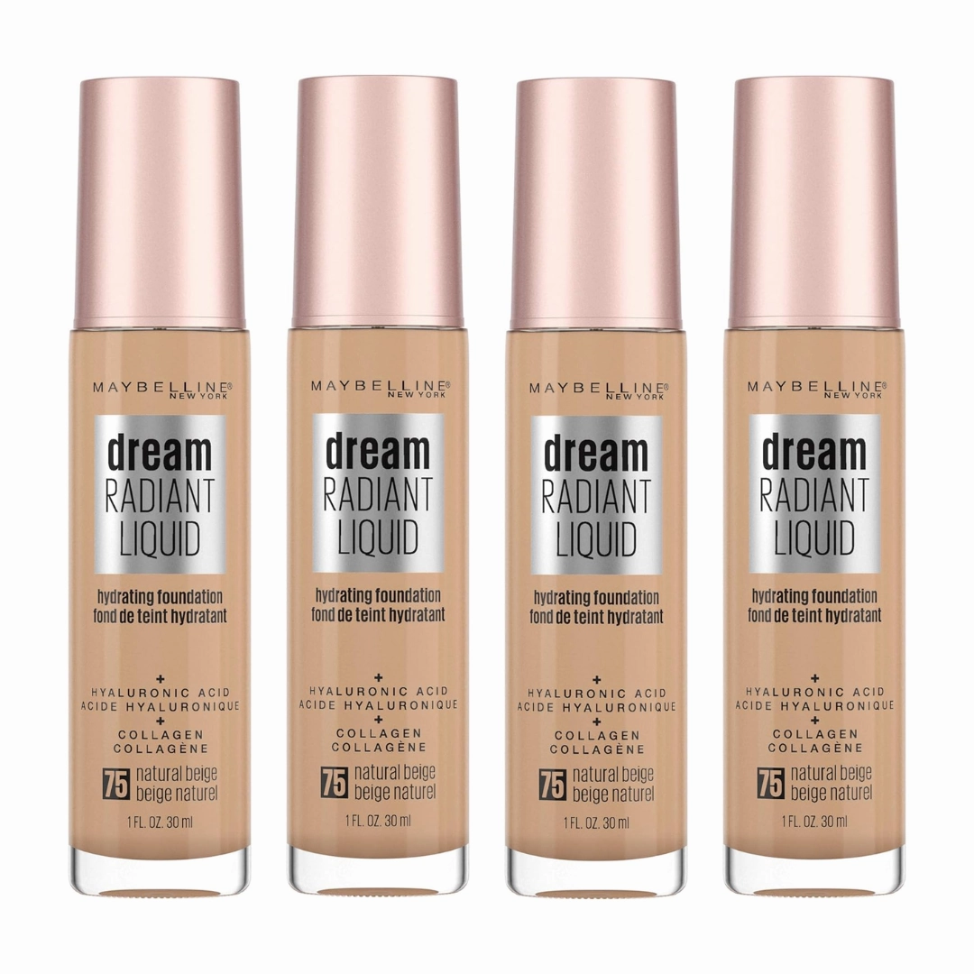 4 x Maybelline Dream Radiant Liquid Foundation 30ml 75 Natural Beige
