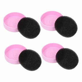 4Pcs Makeup Brush Cleaner Reusable Color Removal Sponge with Cleaning Box Lightweight and Portable for Home Travel and Business Trips