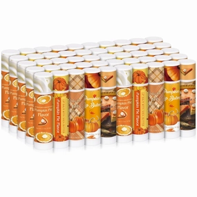 50 Pcs Fall Pumpkin Pie Lip Balms Bulk 5 Styles Halloween Pumpkin Flavor Lip Balm Thanksgiving Autumn Scented Moisturizing Lipstick Fall Theme Favor for Women Men Employee Autumn Gifts