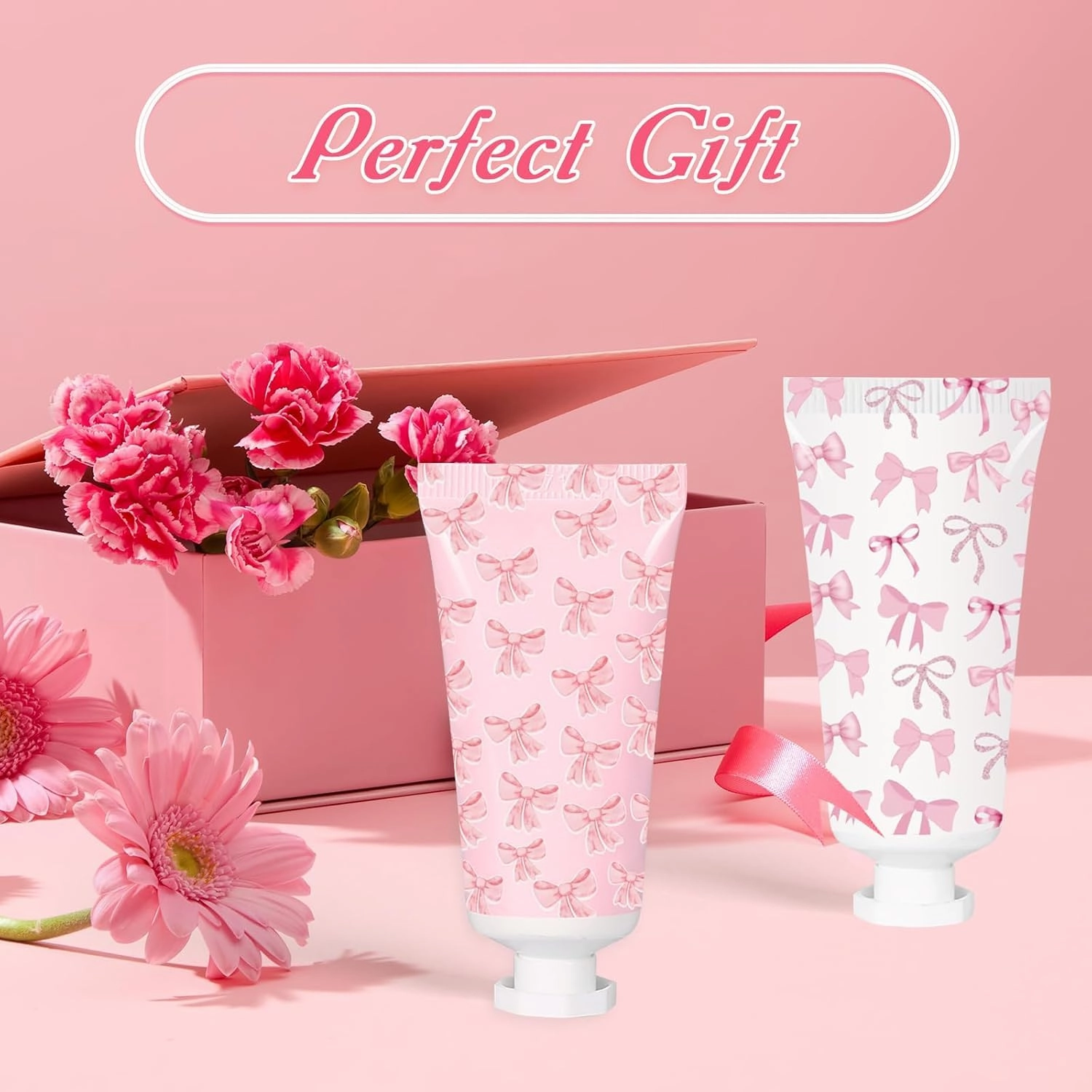 50 Pcs Pink Bow Hand Cream Gifts Bow Hand Cream Bulk Bachelorette Figure Hydrating and Soothing Hand Lotion for Wedding Bridal Engagement Baby Shower Stuffers Party Guest Favors
