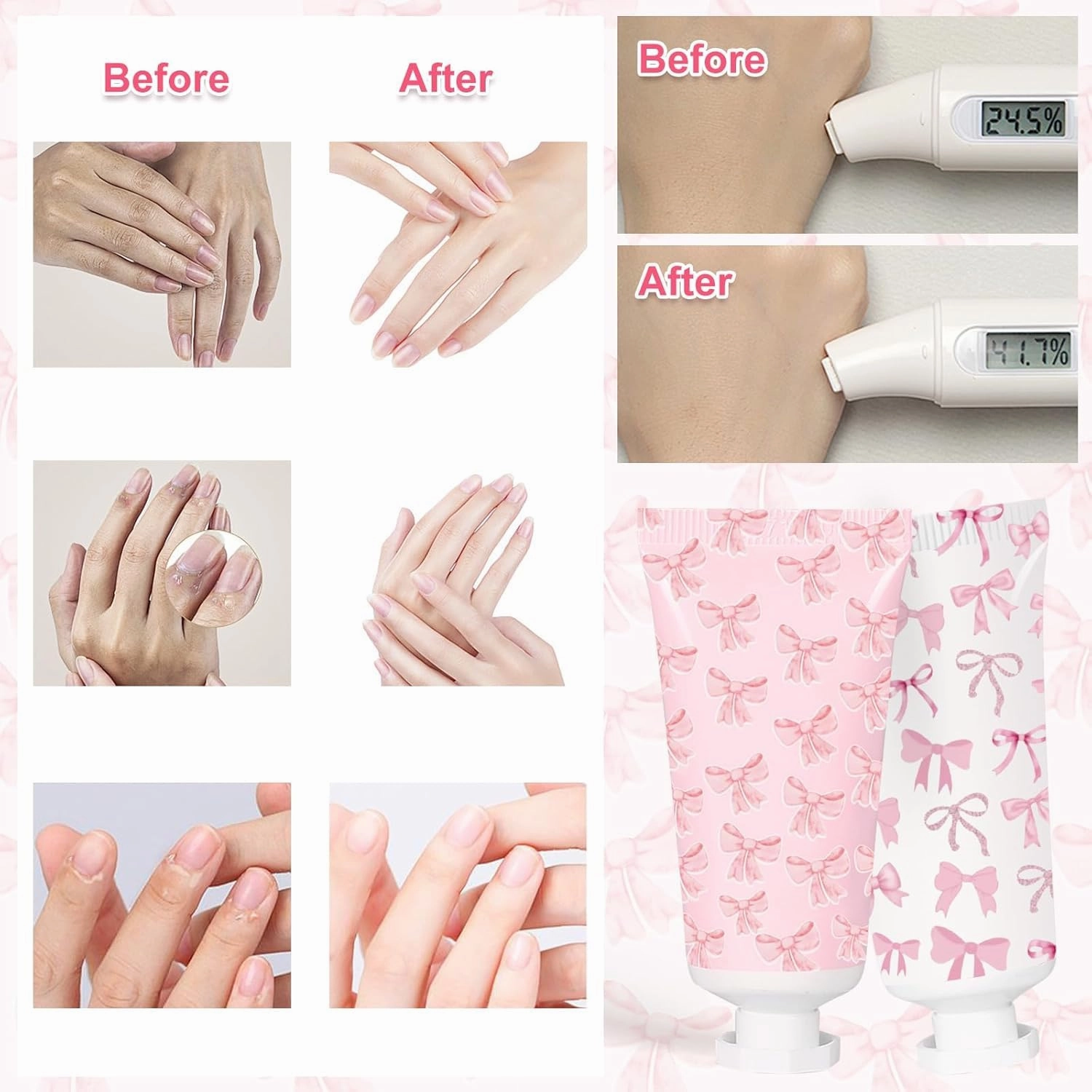 50 Pcs Pink Bow Hand Cream Gifts Bow Hand Cream Bulk Bachelorette Figure Hydrating and Soothing Hand Lotion for Wedding Bridal Engagement Baby Shower Stuffers Party Guest Favors