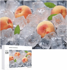 520 Piece Jigsaw Puzzle for Adults and Families Challenging Puzzle for Game Nights Peach Ice Cubes Customized Personalized Wooden Puzzle Pieces 20.5x15 Inch