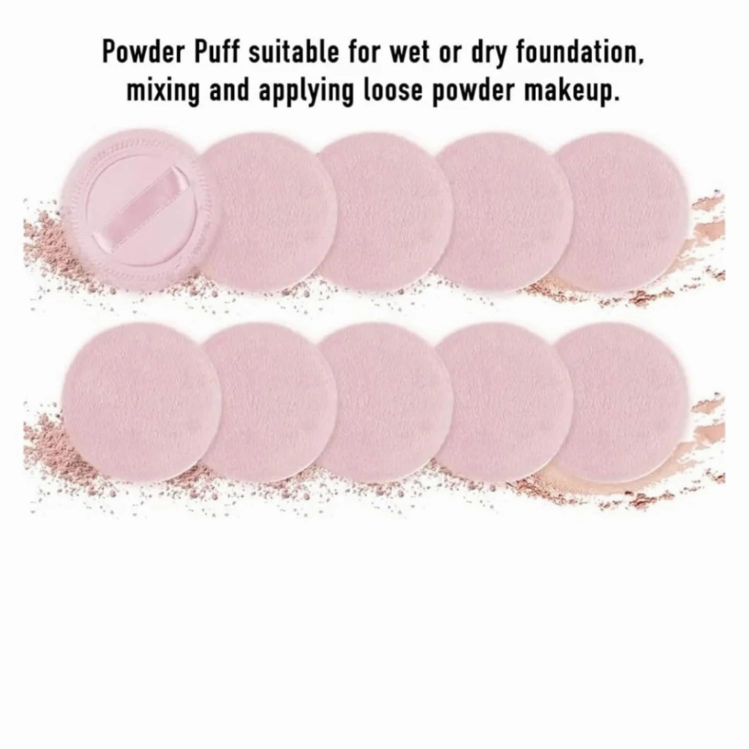 5pcs Powder Puff Cotton Cosmetic Powder Makeup Puffs Pads Makeup with Ribbon Face Powder Puffs for Loose and Foundation(Pink 5 PCS)