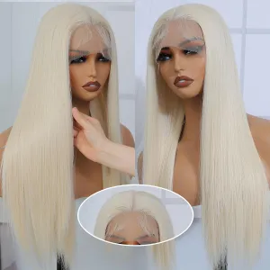613 Blonde Lace Front Wig Pre Plucked Synthetic Lace Front Wig Wear And Go Glueless Wig HD Lace Front Wigs for Women Long Silk Straight Natural Wig with Baby Hair 26 Inch