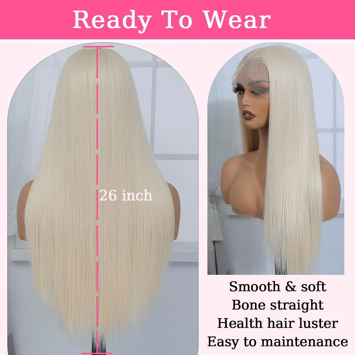 613 Blonde Lace Front Wig Pre Plucked Synthetic Lace Front Wig Wear And Go Glueless Wig HD Lace Front Wigs for Women Long Silk Straight Natural Wig with Baby Hair 26 Inch