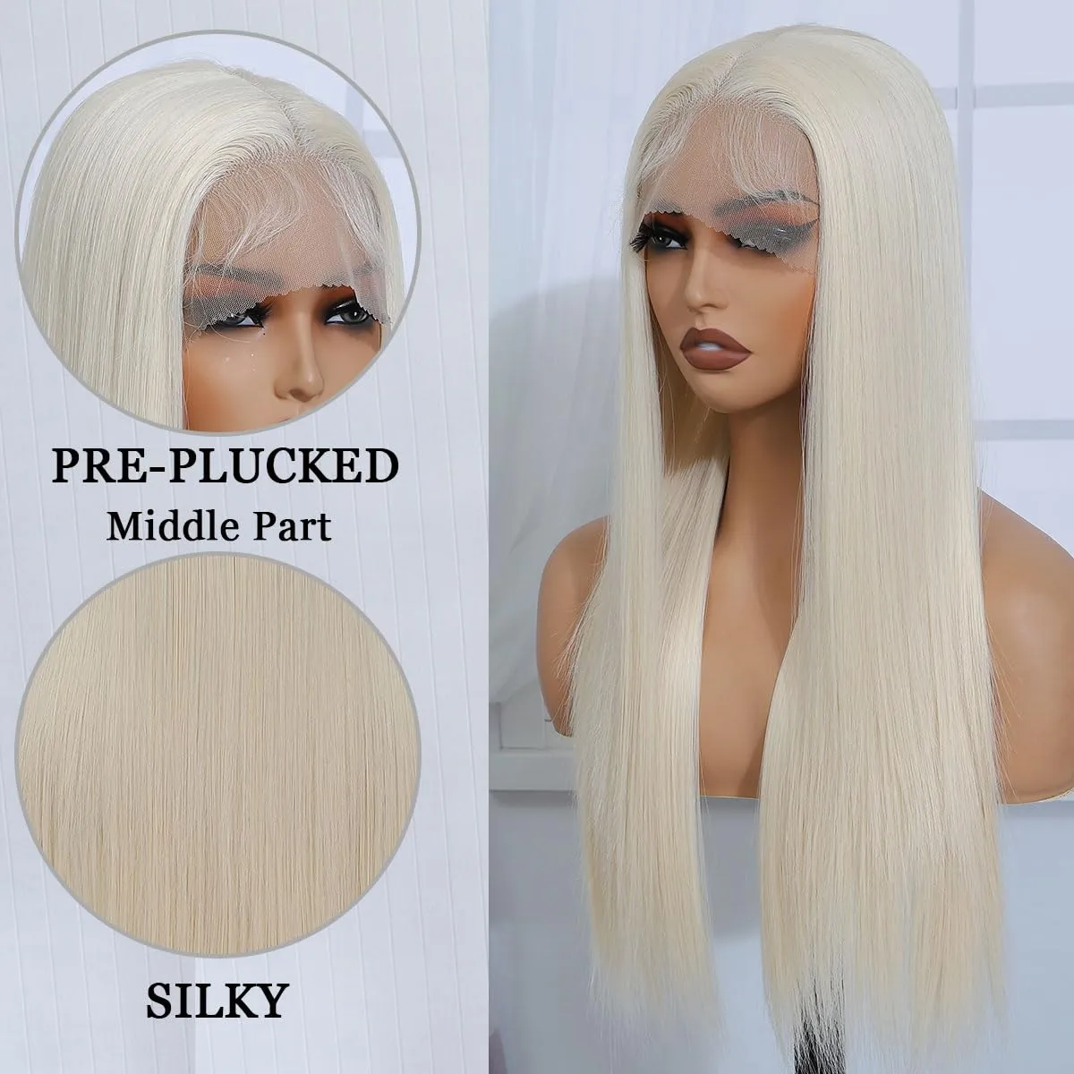 613 Blonde Lace Front Wig Pre Plucked Synthetic Lace Front Wig Wear And Go Glueless Wig HD Lace Front Wigs for Women Long Silk Straight Natural Wig with Baby Hair 26 Inch