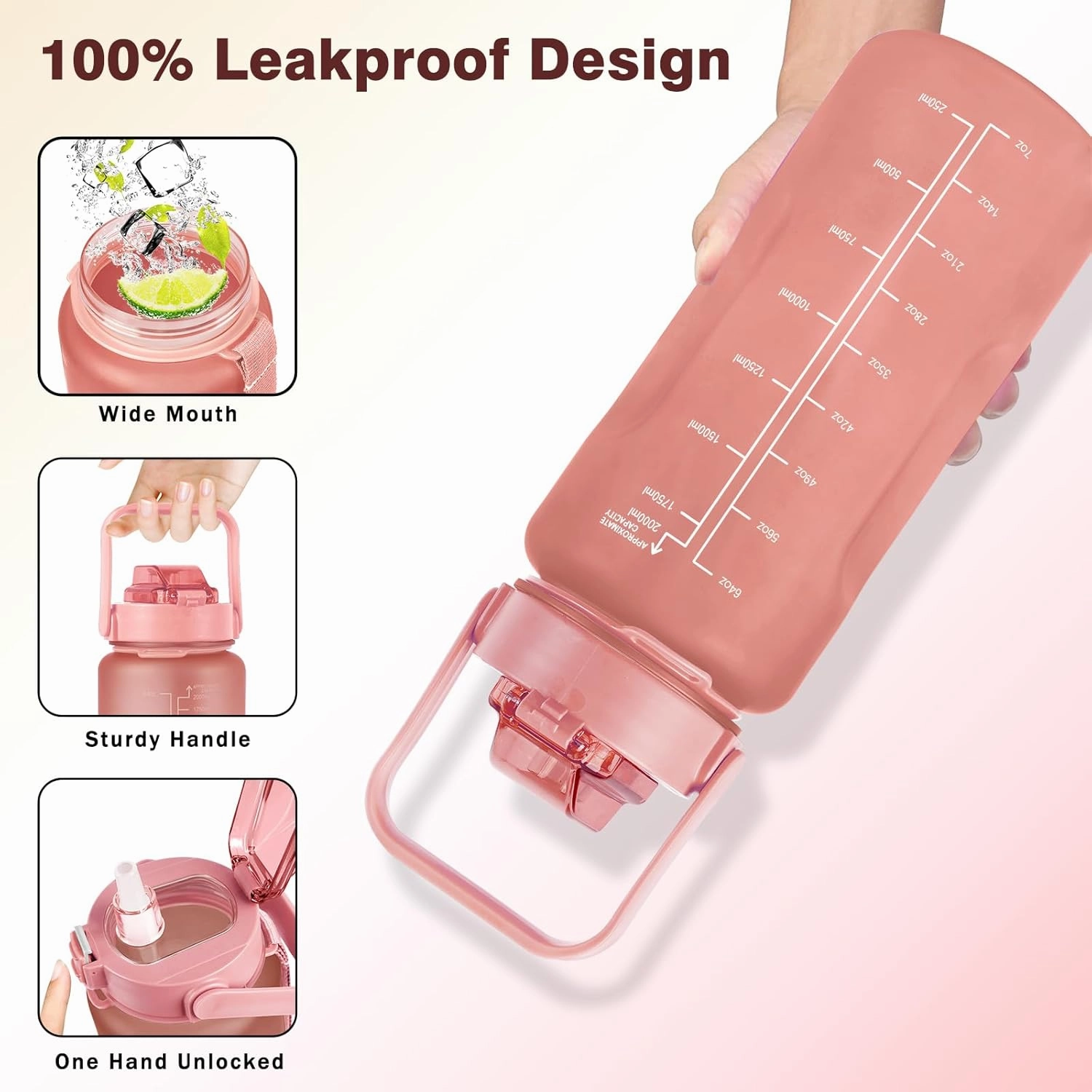 64oz Water Bottle Holder with Adjustable Strap, Leak-Proof Insulated Floral Sleeve with Transparent Window and Front Pocket, Lightweight Crossbody Bag for Teens, Women, School, Travel