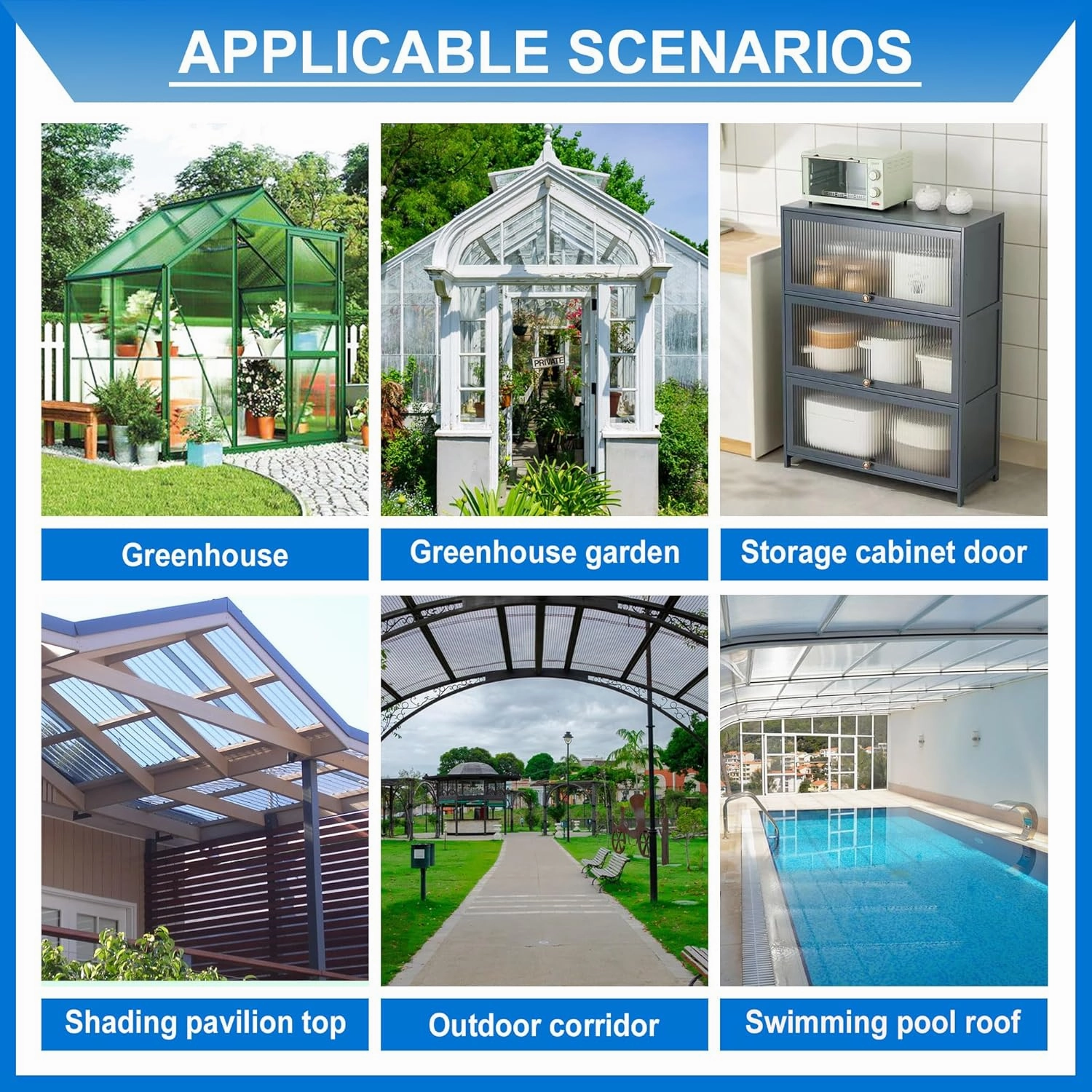 6 PCS 2' x 6' x 0.32'' Polycarbonate Greenhouse Panels, Double Layer Polycarbonate Panels, Outdoor Waterproof, UV Protected, Impact Resistance Clear Sheets, for Garden and Greenhouse