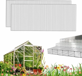 6 PCS 2' x 6' x 0.32'' Polycarbonate Greenhouse Panels, Double Layer Polycarbonate Panels, Outdoor Waterproof, UV Protected, Impact Resistance Clear Sheets, for Garden and Greenhouse