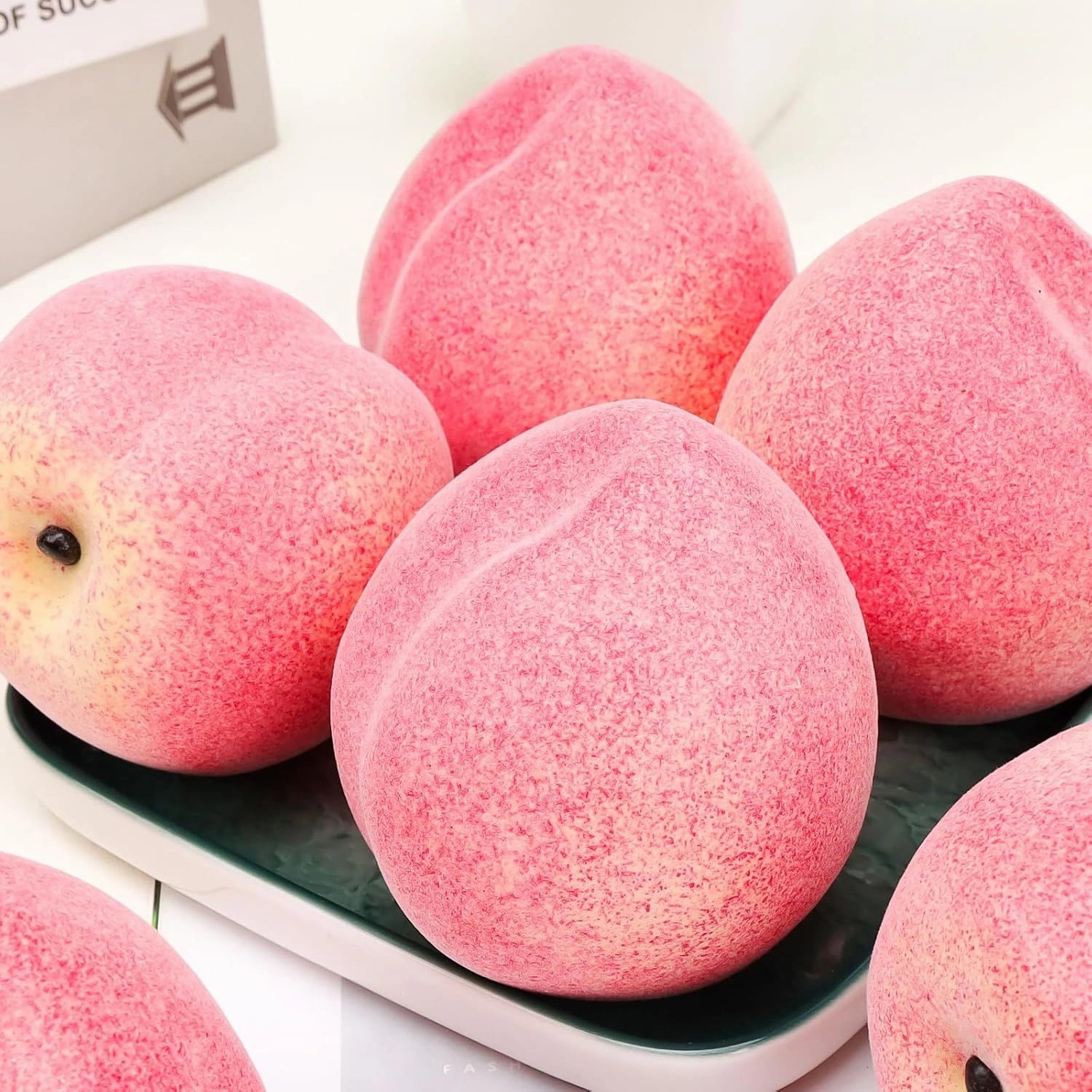 6pcs Fake Peach Artificial Faux Fruit Lifelike Home Kitchen Cabinet Decoration Weddings Party Photography Props Office Desk Model Display Festival Centerpieces