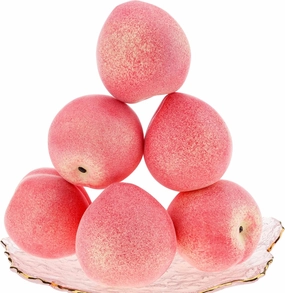 6pcs Fake Peach Artificial Faux Fruit Lifelike Home Kitchen Cabinet Decoration Weddings Party Photography Props Office Desk Model Display Festival Centerpieces