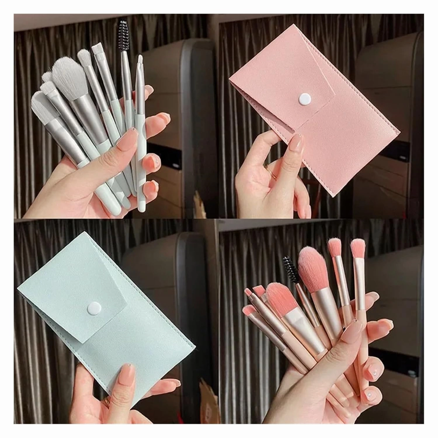 8 Pcs Makeup Brush Set Mini Foundation Powder Blush Eyelash Shadow Concealer Brush Professional Brush Cosmetic Kit Makeup new(Green)