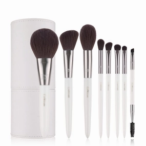 8PCS Pearl White Makeup Brushes Set Beauty Foundation Powder Eyeshadow Make Up Brush with Brush Holder