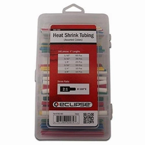 "Eclipse 902-460 Heat Shrink Tubing, Asst Colors, Precut, 160 pcs, 4"" Long", Multi
