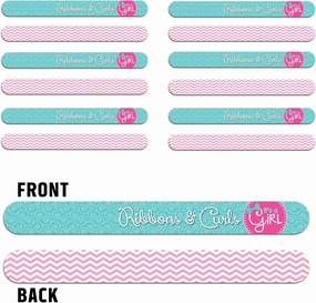 "It's a Girl" 7 Inch Nail File 12-Pack, Baby Shower Party Favor, Medium and Fine Grit, Sturdy Foam Core Construction