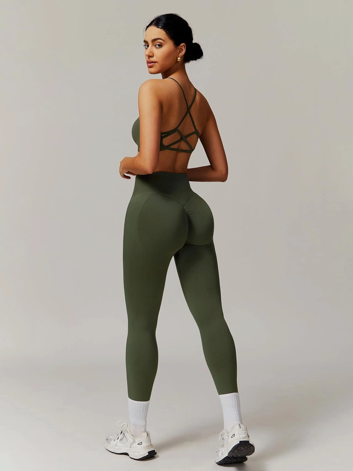 ABOCIW Workout Sets for Women 2 Piece Seamless HIgh Waist Scunch Butt Lifting Leggings Strappy Sports Bra Gym Outfits