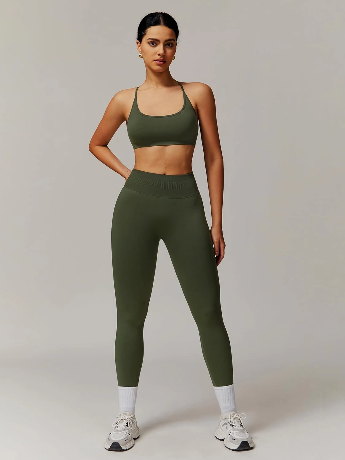 ABOCIW Workout Sets for Women 2 Piece Seamless HIgh Waist Scunch Butt Lifting Leggings Strappy Sports Bra Gym Outfits