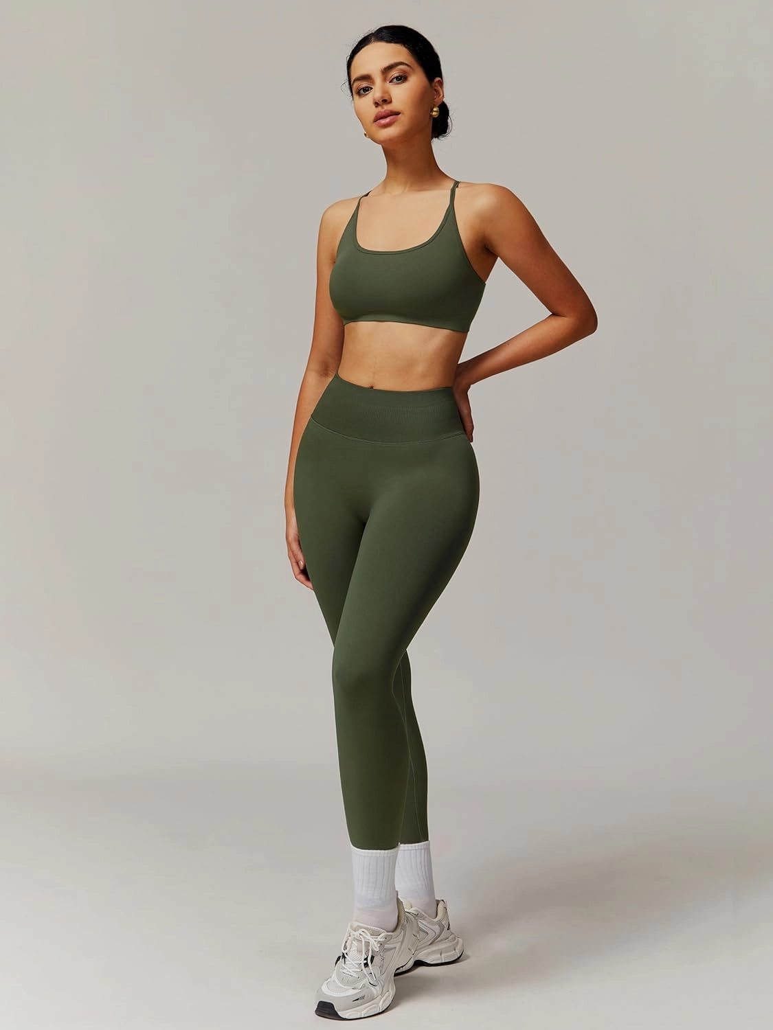 ABOCIW Workout Sets for Women 2 Piece Seamless HIgh Waist Scunch Butt Lifting Leggings Strappy Sports Bra Gym Outfits