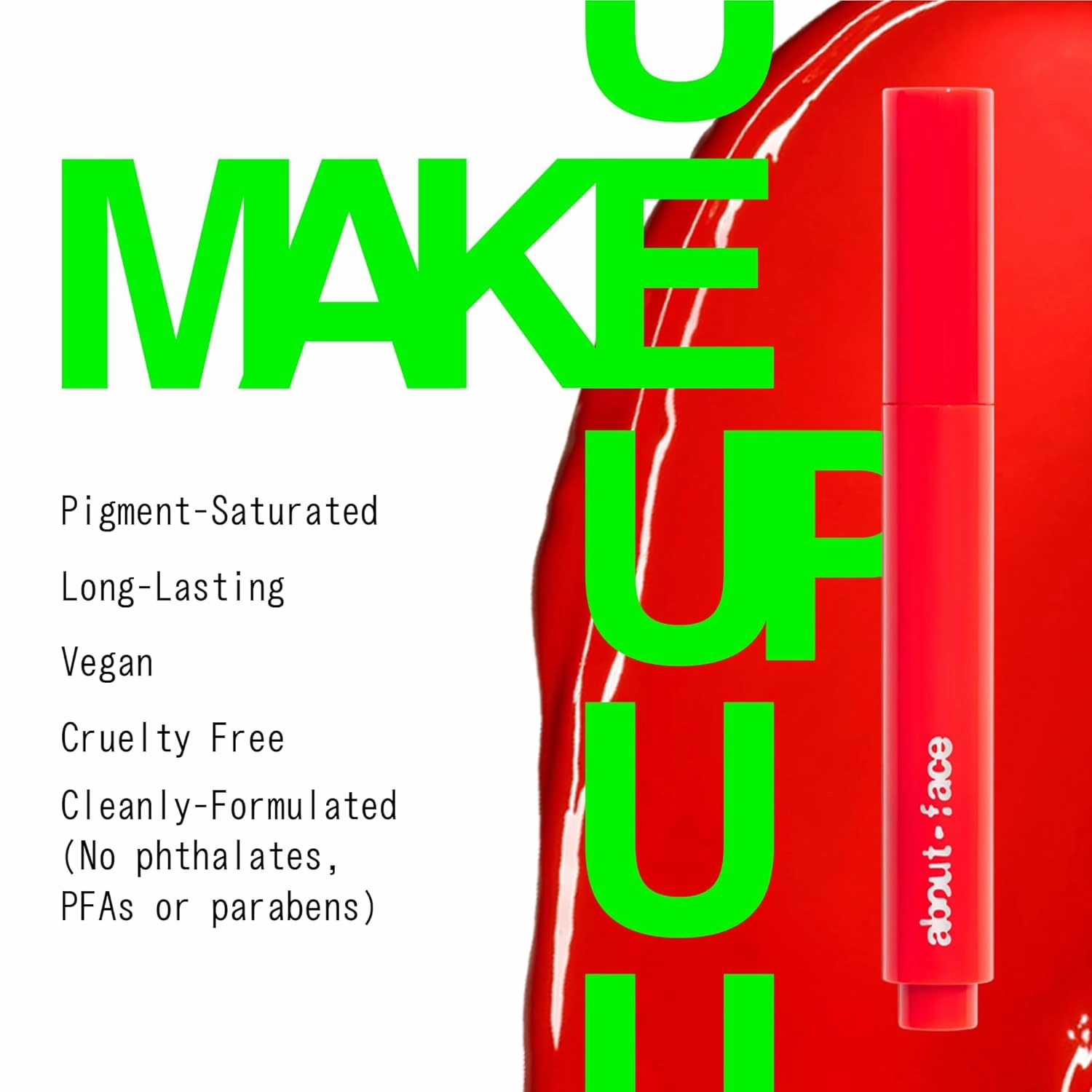 about-face Cherry Pick Lip Color Butter – High-Shine, Hydrating Lip Balm with Pomegranate Flower Extract & Cherry Butter – Vegan, Cruelty-Free, Clean Beauty – 0.06 oz (Orange Daze – Red Orange)