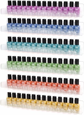 Acrylic Shelves Nail Polish Wall Mounted Holder Paint Organizer Storage Rack Clear 6 Pack Hanging Nail Polish Shelf Floating Wall Mount Hold up to 96 Bottles.