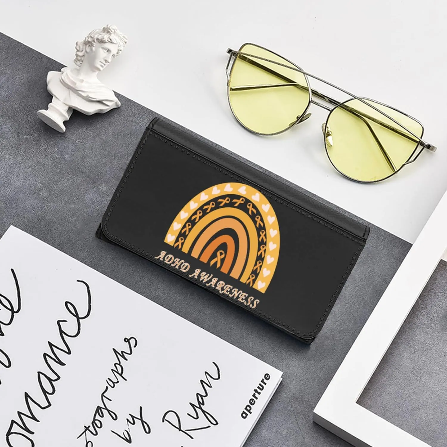 ADHA Awareness Orange Rainbow Hearts Sunglasses Case Eyeglasses Eyewear Reading Glasses Hard Holder