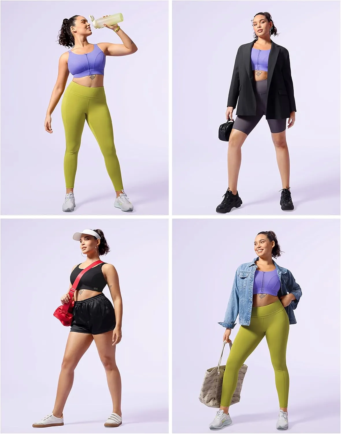 Adjustable High Impact Sports Bras for Women Zip Front Full Coverage and Lift Padded Compression Tops