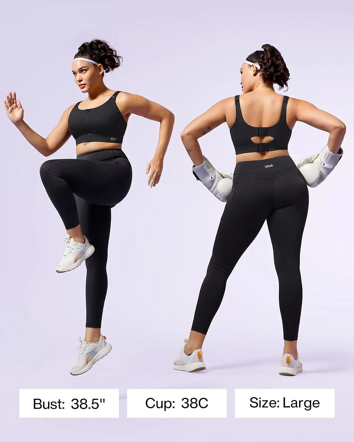 Adjustable High Impact Sports Bras for Women Zip Front Full Coverage and Lift Padded Compression Tops