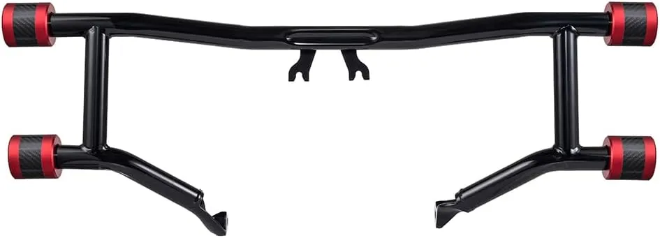 Advanblack Protek Front Performance High Way Peg Two Step Crash Bar for Harley Touring (Red CNC w/Carbon Inlay Slider)
