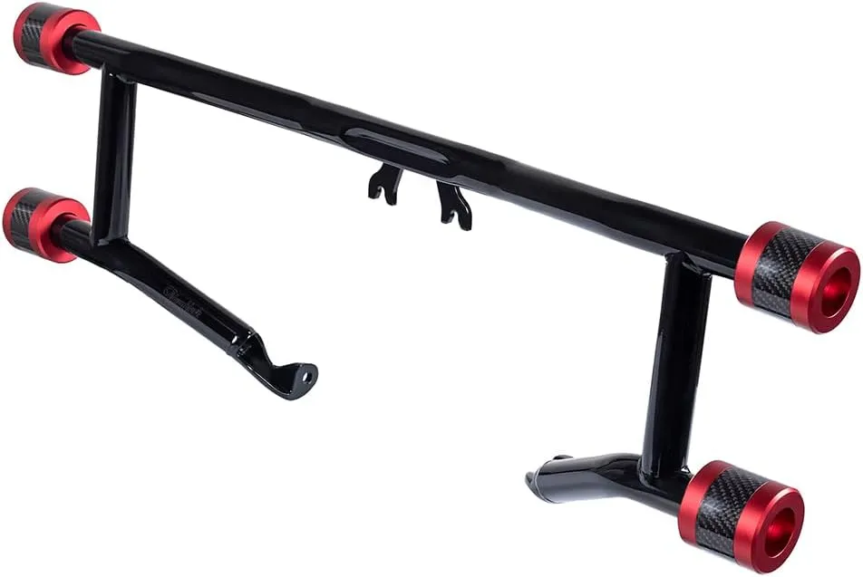 Advanblack Protek Front Performance High Way Peg Two Step Crash Bar for Harley Touring (Red CNC w/Carbon Inlay Slider)