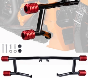 Advanblack Protek Front Performance High Way Peg Two Step Crash Bar for Harley Touring (Red CNC Slider)