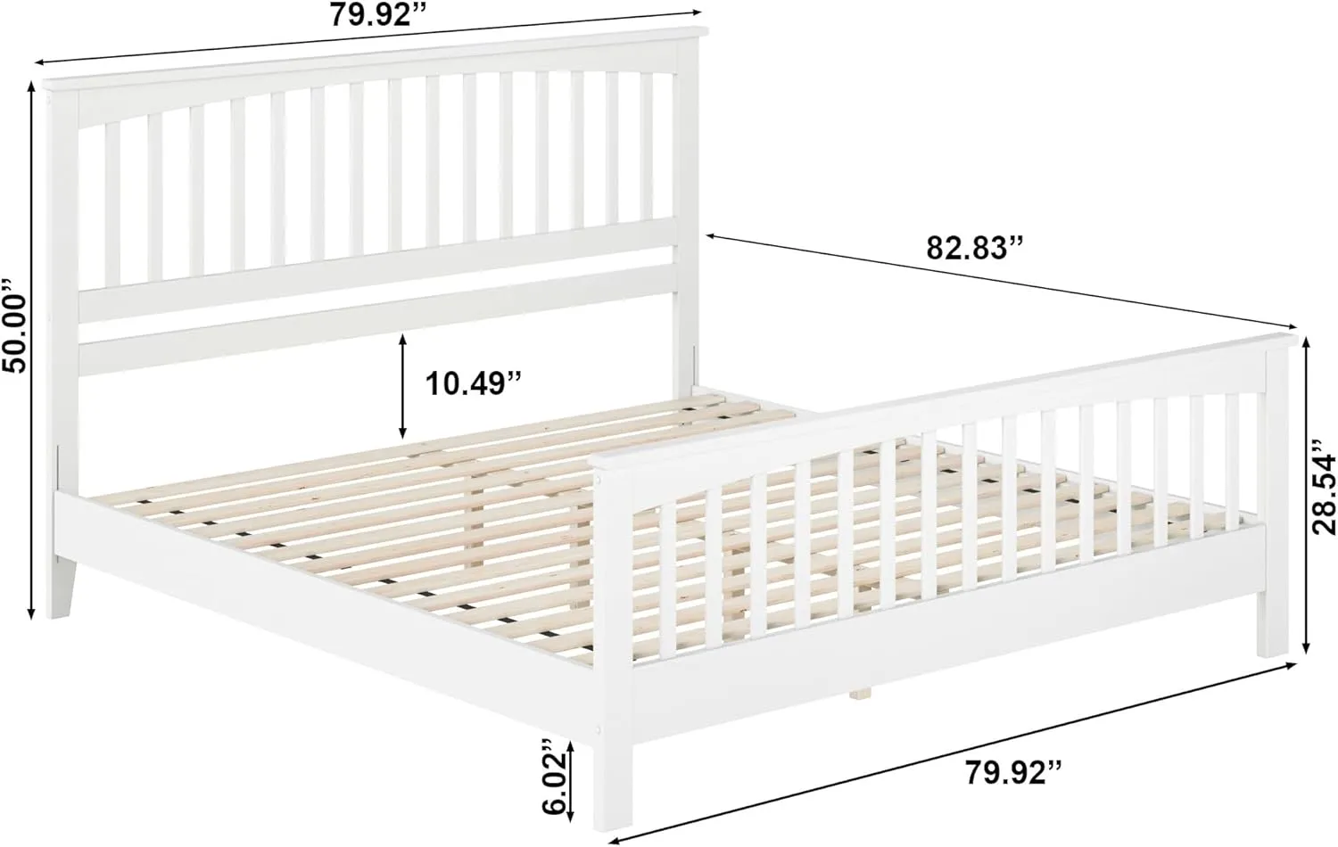 AFI, Camilla King Low Profile Platform Bed with Matching Footboard, White